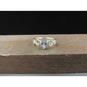 Size 7 Sterling Silver Marquise Light Blue Cubic Zirconia Band Ring